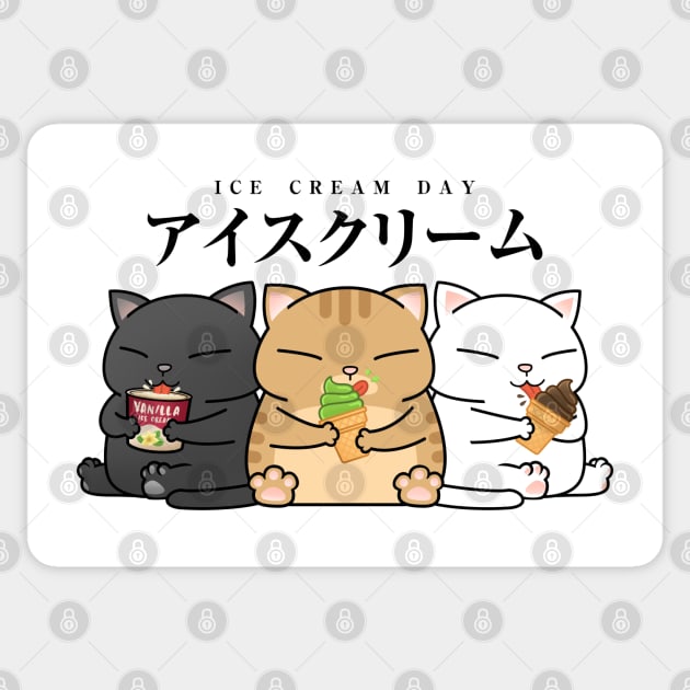 Chubby Cat Trio Ice Cream Sticker by Takeda_Art